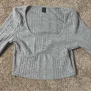 Gray cropped flared long sleeve from SHEIN